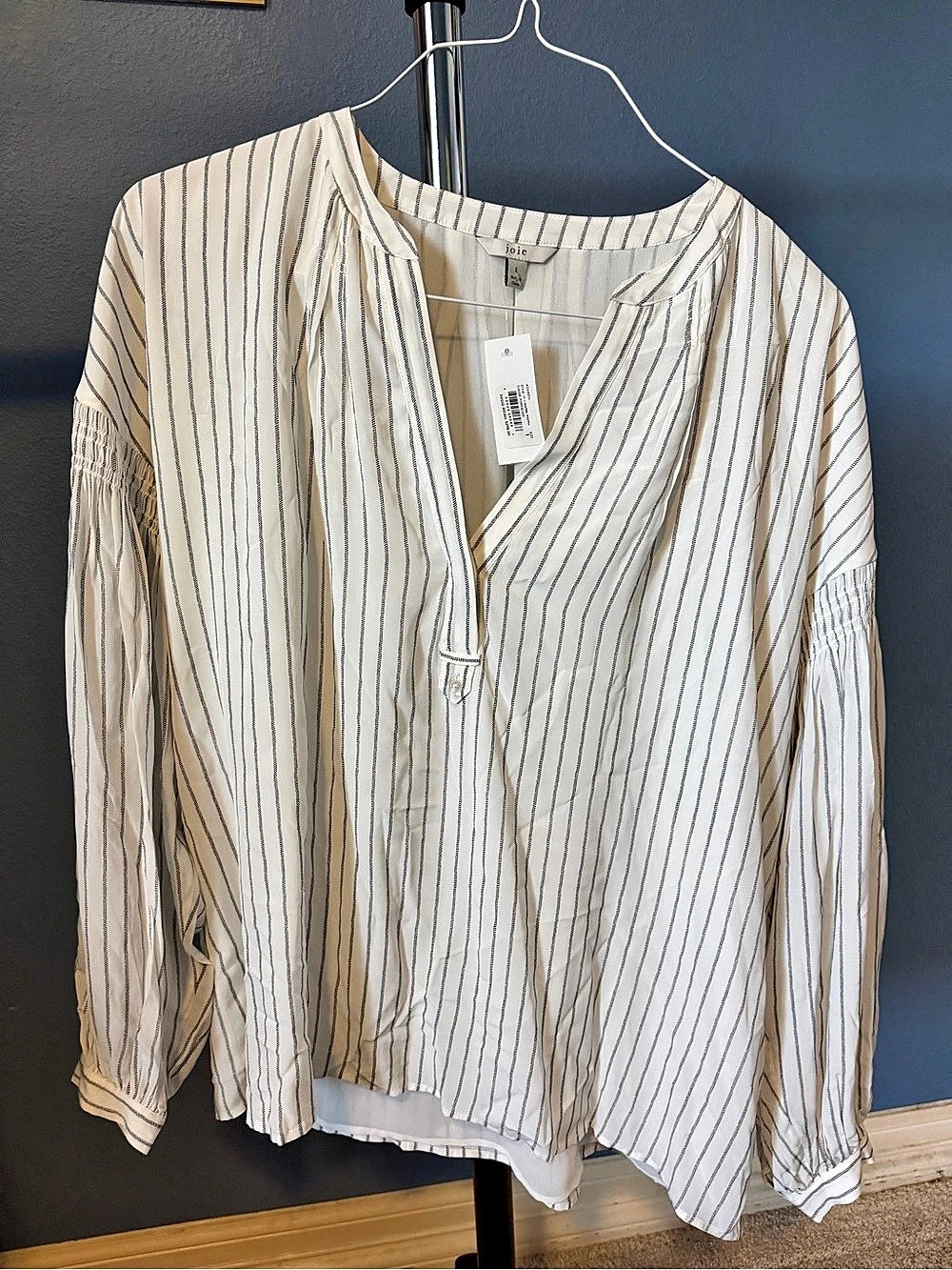 Joie Azabeth Top Striped Blouse White & Black Medium